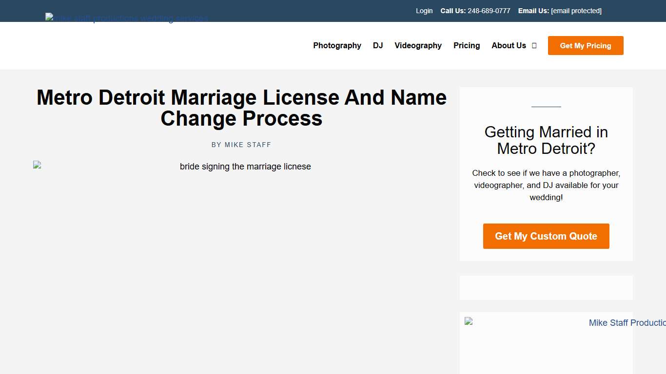 Metro Detroit Marriage Licenses - Mike Staff Productions